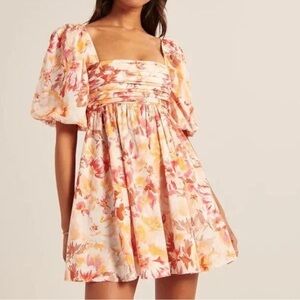 Abercrombie & Fitch Mini Emerson Poplin Puff Sleeve Mini Dress